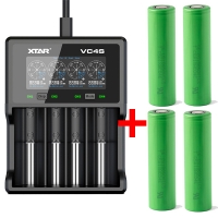 Xtar VC4S - Ladegerät inkl. 2/4 Sony Konion US18650VTC6 - 3120mAh, 3,6V - 3,7V (Flat Top)
