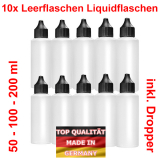 10x Leerflaschen Liquidflaschen inkl. Dropper 50 - 100 - 200 ml