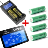 Xtar VC2 - Ladegerät für Li-Ion Akkus inkl. 2/4 Samsung INR18650 25R 2500mAh 3,6V - 3,7V 20A