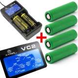 Xtar VC2 - Ladegerät für Li-Ion Akkus inkl. 2/4 Sony Konion VTC5A Akkus 18650 - 2600mAh 35A