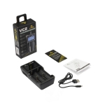 Xtar VC2 - Ladegerät für Li-Ion Akkus inkl. 2 Sony Konion US18650VTC6 - 3120mAh, 3,6V - 3,7V (Flat Top)