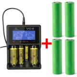Xtar VC4 - Ladegerät inkl. 2/4 Sony Konion VTC5A Akkus 18650 - 2600mAh 35A