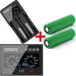 Xtar VC2-S - Akku Ladegerät + Powerbank inkl. 2 Sony Konion US18650VTC6 - 3120mAh, 3,6V - 3,7V (Flat Top)