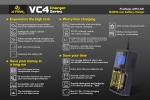 Xtar VC4 - Ladegerät für Li-Ion 3,6V - 3,7V und NIMH Akkus mit USB Kabel